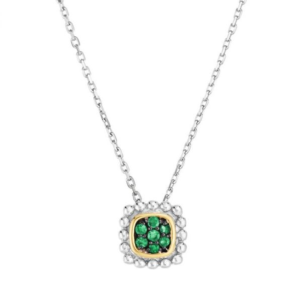 Gemstone Pendant, Emerald Sterling Silver / 18k Y , Two Tone Chandlee Jewelers Athens, GA