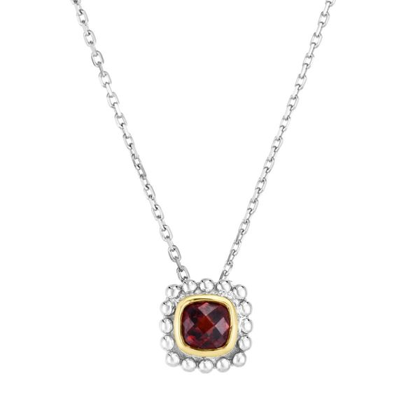Gemstone Pendant, Garnet Sterling Silver / 18k Y , Two Tone Chandlee Jewelers Athens, GA
