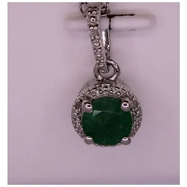 Gemstone Pendant, Emerald Sterling Silver , White Chandlee Jewelers Athens, GA