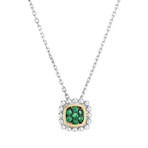 Gemstone Pendant, Emerald Sterling Silver / 18k Y , Two Tone similar item image