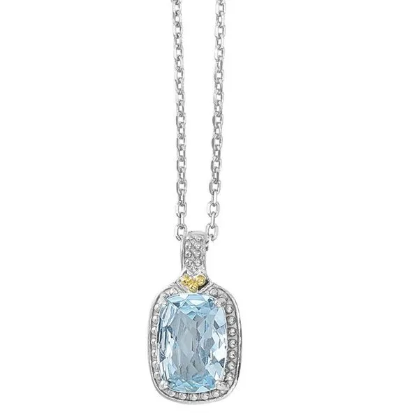 Gemstone Pendant, Topaz- Blue Sterling Silver / 18k Y , Two Tone Chandlee Jewelers Athens, GA