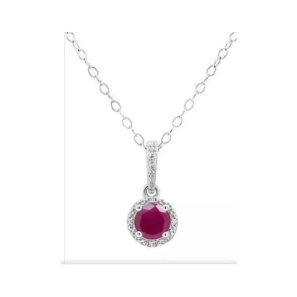 Gemstone Pendant, Ruby Sterling Silver , White Chandlee Jewelers Athens, GA
