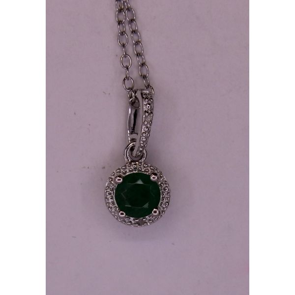 Gemstone Pendant, Emerald Sterling Silver , White Chandlee Jewelers Athens, GA