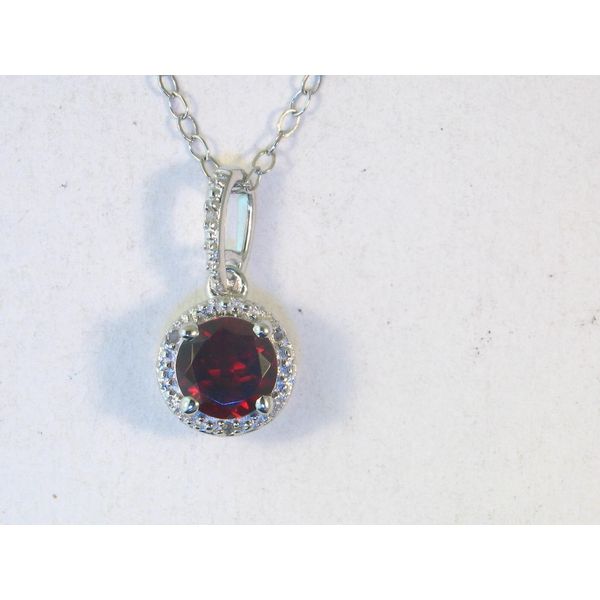 Gemstone Pendant, Garnet Sterling Silver , White Chandlee Jewelers Athens, GA