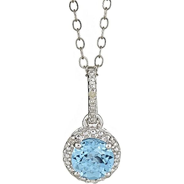 Gemstone Pendant, Aquamarine Sterling Silver , White Chandlee Jewelers Athens, GA
