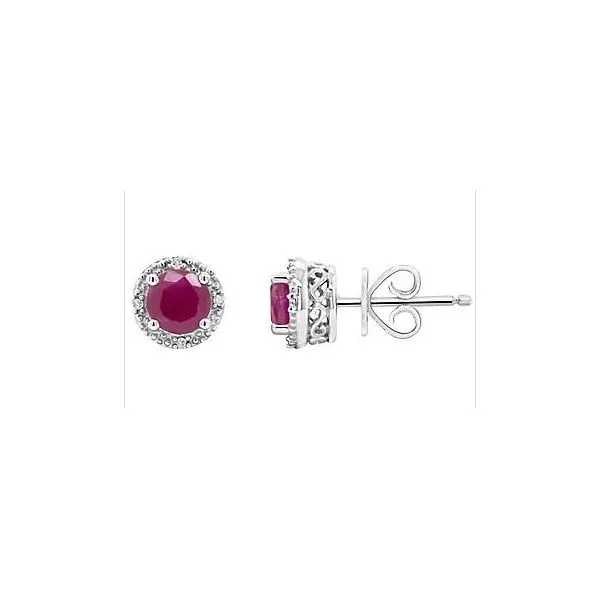 Gemstone Earrings, Ruby, Sterling Silver , White Chandlee Jewelers Athens, GA