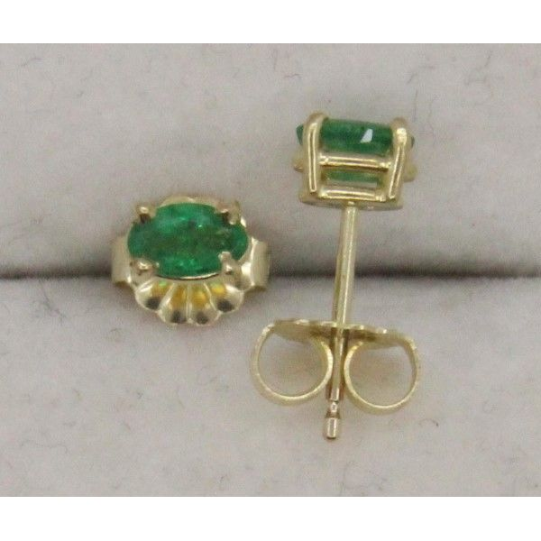 Gemstone Earrings, Emerald, 14 Karat , Yellow Chandlee Jewelers Athens, GA