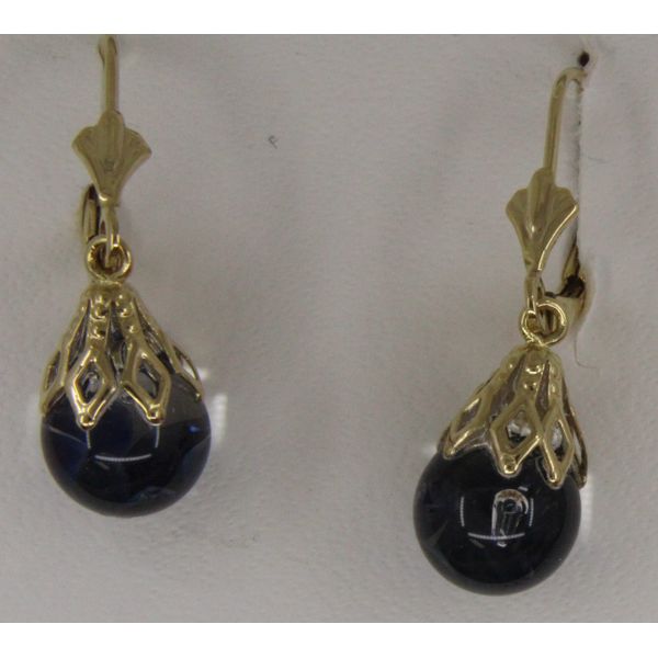 Gemstone Earrings, Sapphire, 14 Karat , Yellow Chandlee Jewelers Athens, GA