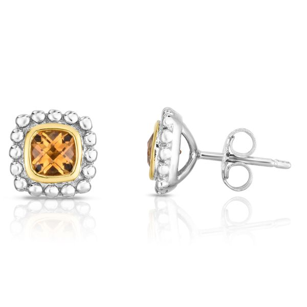 Gemstone Earrings, Citrine, Sterling Silver / 18k Y , Two Tone Chandlee Jewelers Athens, GA