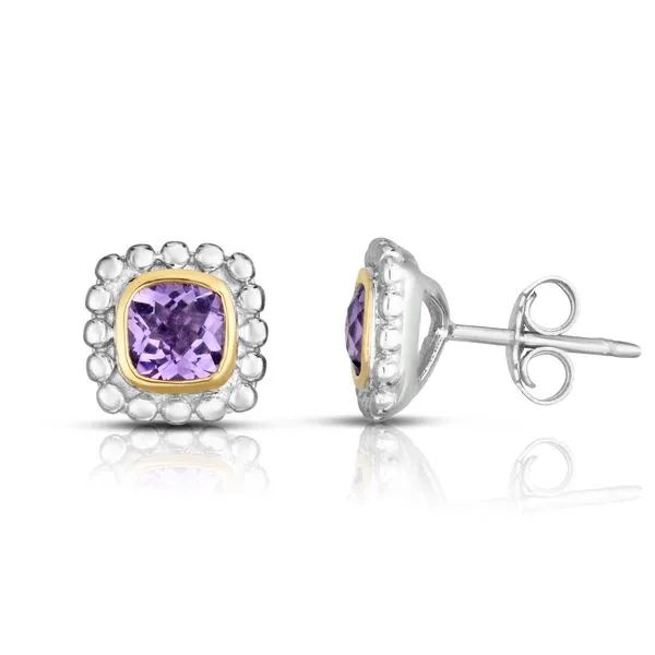 Gemstone Earrings, Amethyst, Sterling Silver / 18k Y , Two Tone similar item image