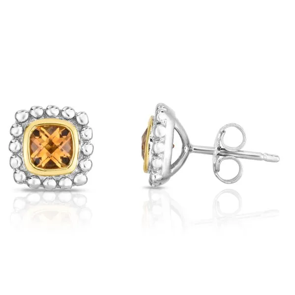 Gemstone Earrings, Citrine, Sterling Silver / 18k Y , Two Tone similar item image