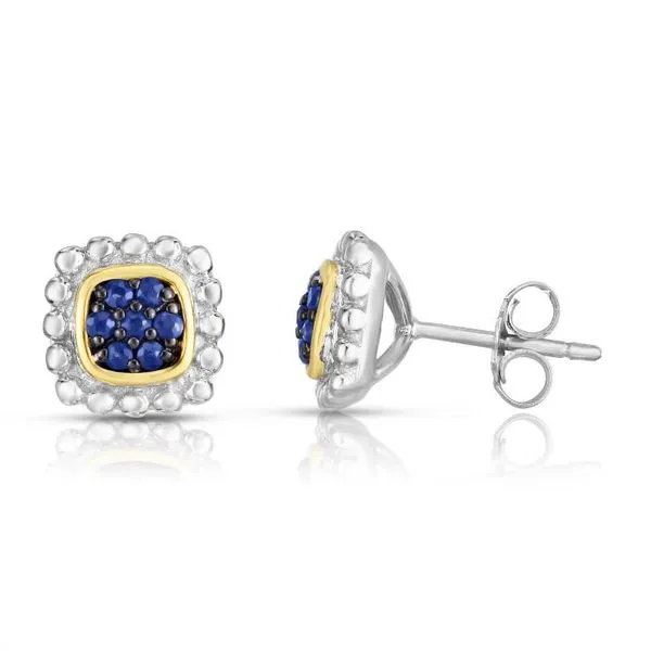 Gemstone Earrings, Sapphire, Sterling Silver / 18k Y , Two Tone similar item image