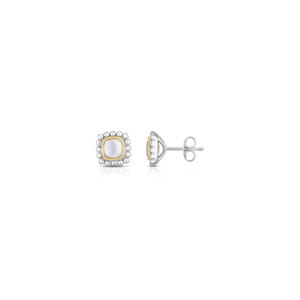 Gemstone Earrings, Mother of Pearl, Sterling Silver / 18k Y , Two Tone Chandlee Jewelers Athens, GA