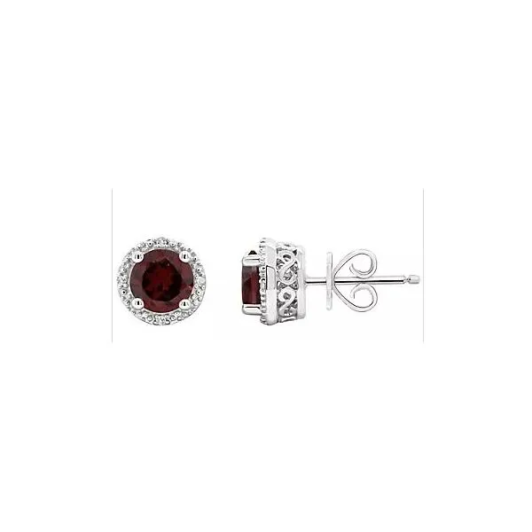 Gemstone Earrings, Garnet, Sterling Silver , White Chandlee Jewelers Athens, GA