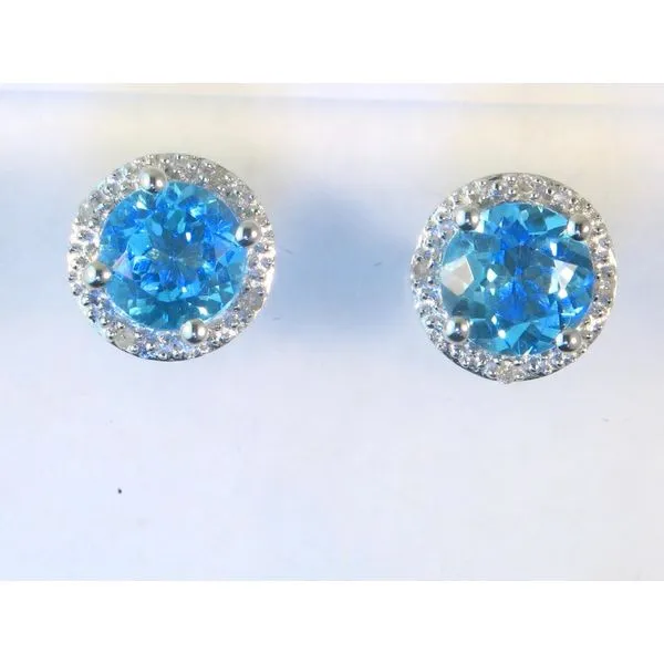 Gemstone Earrings, Topaz- Blue, Sterling Silver , White Chandlee Jewelers Athens, GA