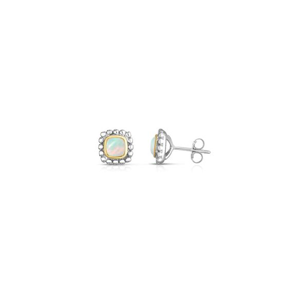 Gemstone Earrings, Opal, Sterling Silver / 18k Y , Two Tone Chandlee Jewelers Athens, GA