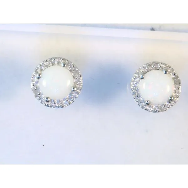 Gemstone Earrings, Opal, Sterling Silver , White Chandlee Jewelers Athens, GA