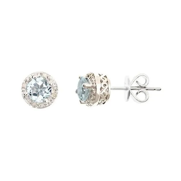 Gemstone Earrings, Aquamarine, Sterling Silver , White Chandlee Jewelers Athens, GA
