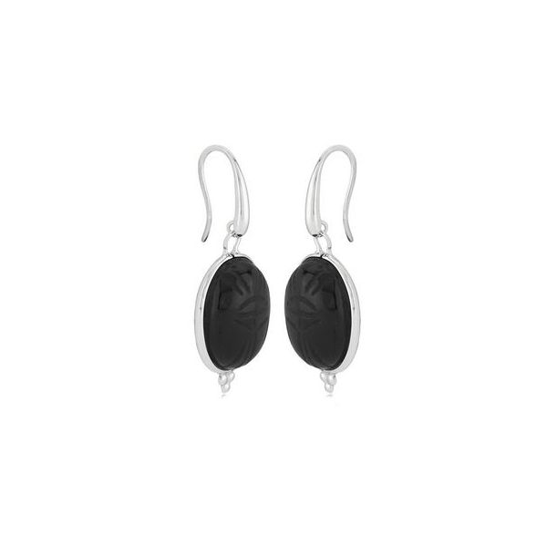 Gemstone Earrings, Onyx, Sterling Silver , White Chandlee Jewelers Athens, GA