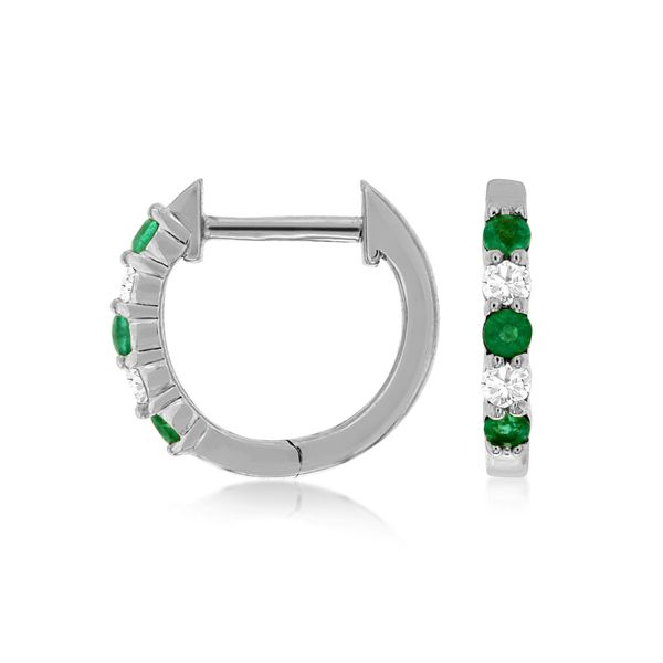 Gemstone Earrings, Emerald, 14 Karat , White Chandlee Jewelers Athens, GA