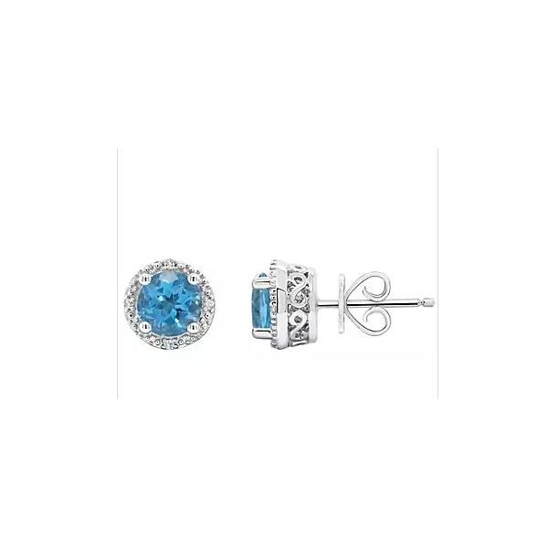 Gemstone Earrings, Topaz- Blue, Sterling Silver , White Chandlee Jewelers Athens, GA