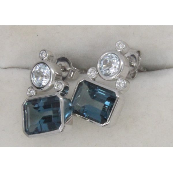 Gemstone Earrings, Topaz- Blue, 14 Karat , White Chandlee Jewelers Athens, GA