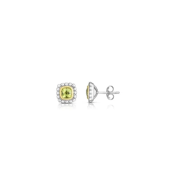 Gemstone Earrings, Peridot, Sterling Silver / 18k Y , Two...