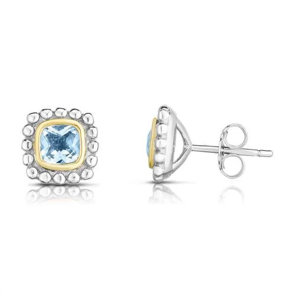Gemstone Earrings, Aquamarine, Sterling Silver / 18k Y , ...