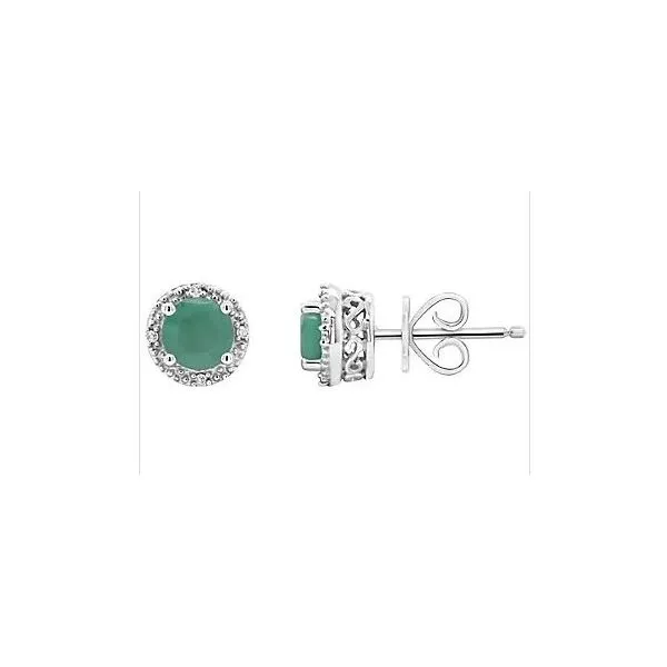 Gemstone Earrings, Emerald, Sterling Silver , White Chandlee Jewelers Athens, GA