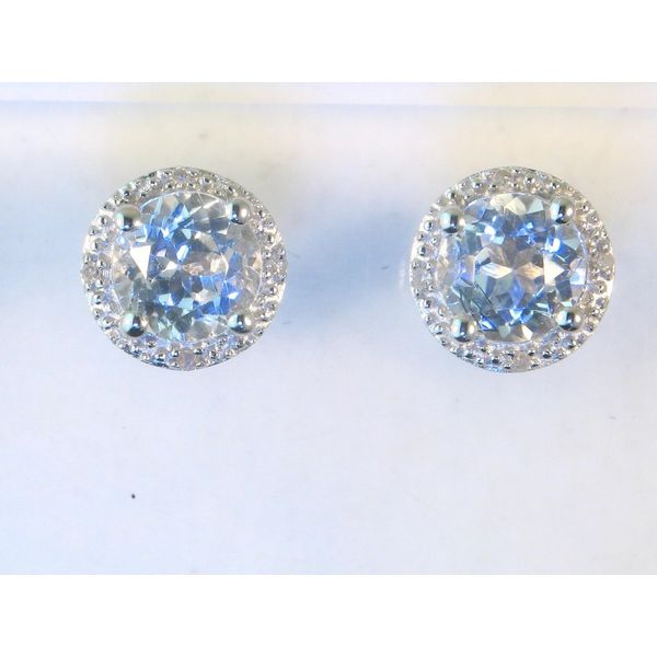 Gemstone Earrings, Topaz- Blue, Sterling Silver , White Chandlee Jewelers Athens, GA