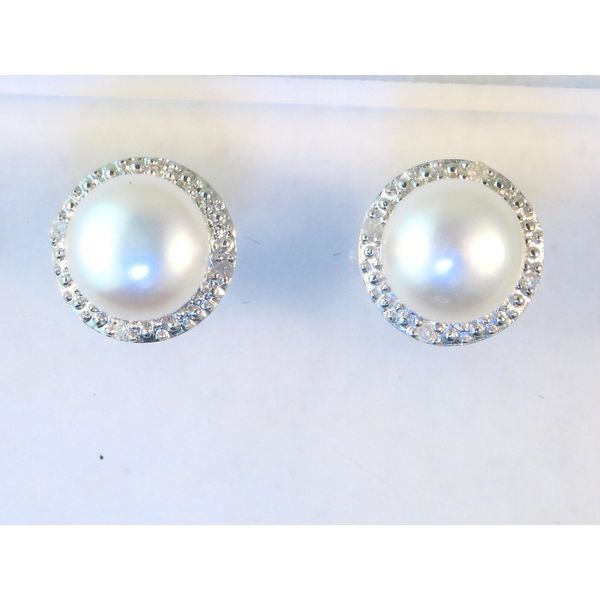 Gemstone Earrings, Pearl, Sterling Silver , White Chandlee Jewelers Athens, GA