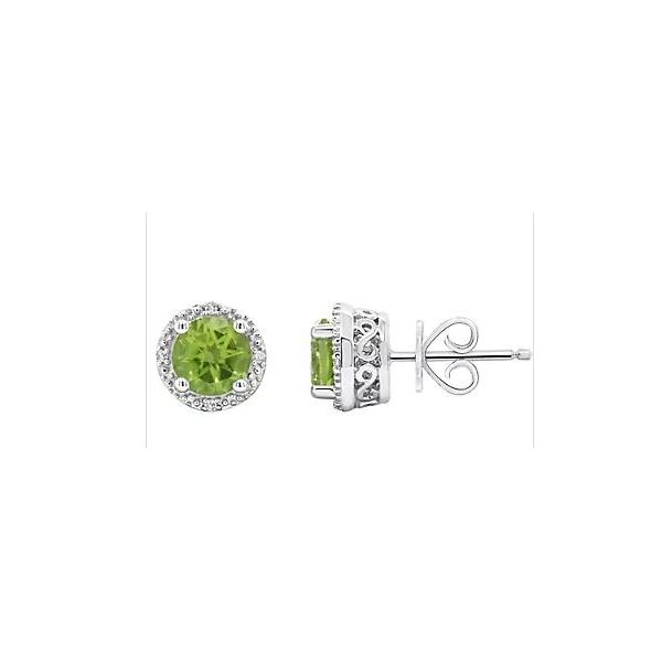 Gemstone Earrings, Peridot, Sterling Silver , White Chandlee Jewelers Athens, GA