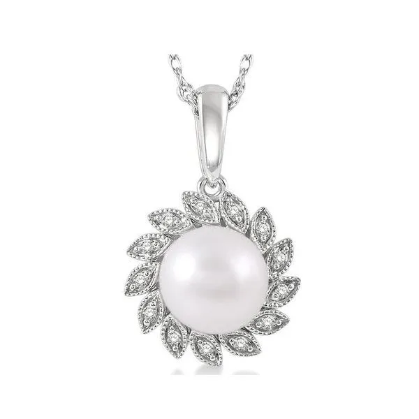 Pearl Pendant, Round, Fresh, 14 Karat , White