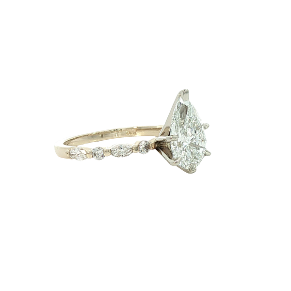 14ky Pear Shape Accented Diamond Engagement Ring Image 2 Charles Frederick Jewelers Chelmsford, MA