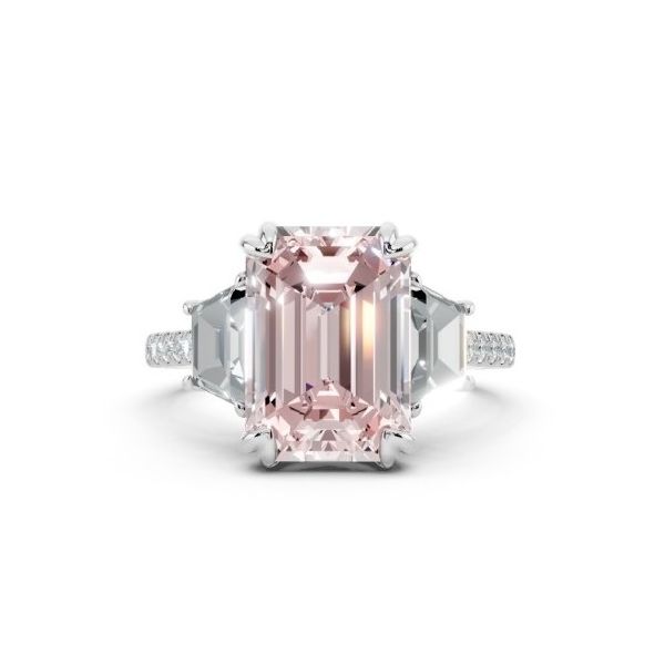 14KT White Gold Pink Lab Grown Emerald Diamond Center with Traps & Melee 6.86ctw Charles Frederick Jewelers Chelmsford, MA