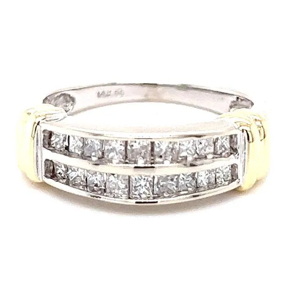 14K TT Double Row Princess Cut Diamond Wedding Band Charles Frederick Jewelers Chelmsford, MA