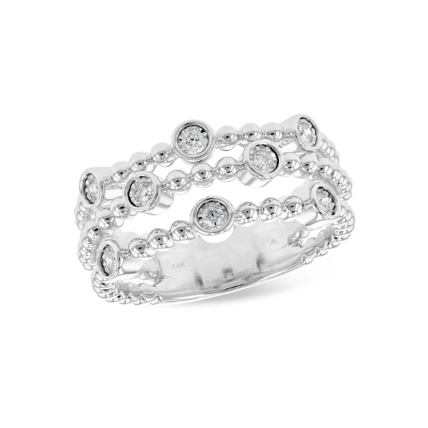 14KW Three Row 0.12ctw Diamond Band Charles Frederick Jewelers Chelmsford, MA
