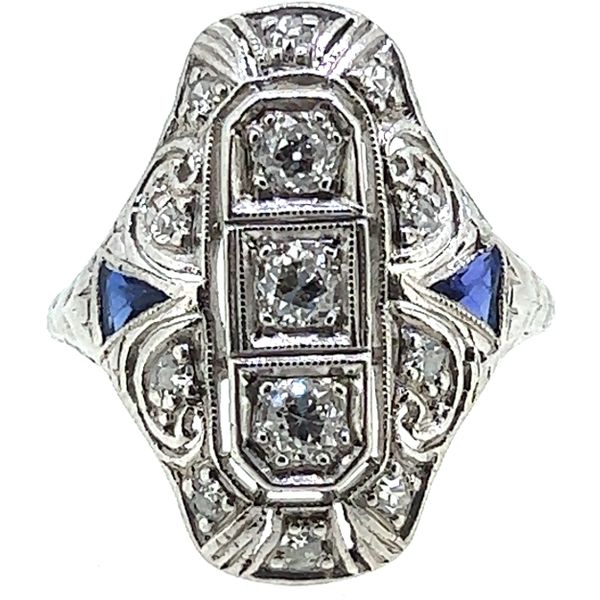 Platinum Diamond And Sapphire Ring Charles Frederick Jewelers Chelmsford, MA