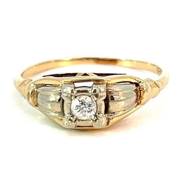 14K TT Approximate .12ct Old Mine Cut Diamond Ring Charles Frederick Jewelers Chelmsford, MA