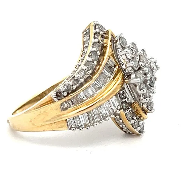 10KY Natural Round And Baguette Diamond Ring Image 2 Charles Frederick Jewelers Chelmsford, MA