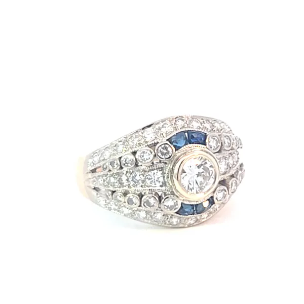 18K Yellow Gold Diamond And Sapphire Fashion Ring Sz 5.25 Charles Frederick Jewelers Chelmsford, MA