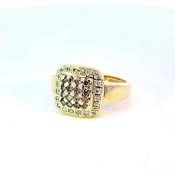 Estate- 14K Yellow Gold Brown And White Diamond Fashion Ring Size 8- Retail $ 1,495- 6.1 Grams Charles Frederick Jewelers Chelmsford, MA