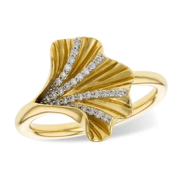 14KY Diamond Ginkgo Ring .12ctw