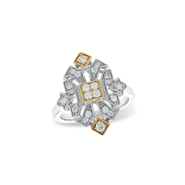 14K Two Toned 0.40ctw Antique Style Fashion Ring Charles Frederick Jewelers Chelmsford, MA
