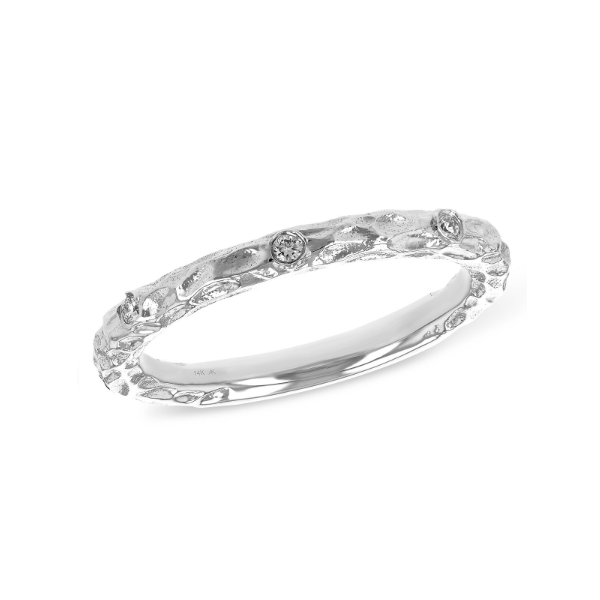 14KW 0.07ctw Diamond Carved Wedding Band Charles Frederick Jewelers Chelmsford, MA