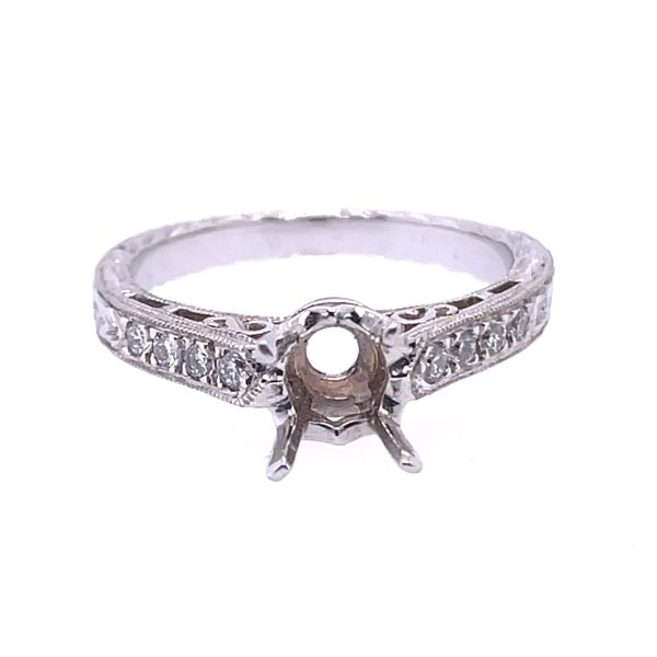 Engraved Diamond Ring Setting Charles Frederick Jewelers Chelmsford, MA