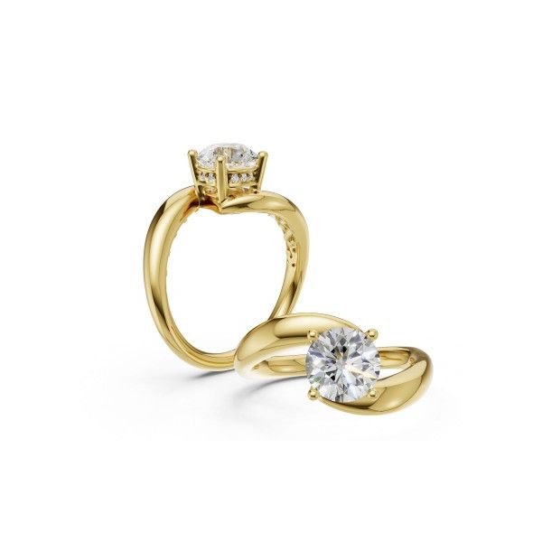 14KY Prong Semi Mount Bypass with Hidden Halo 0.04ctw **Center Stone Not included** Charles Frederick Jewelers Chelmsford, MA