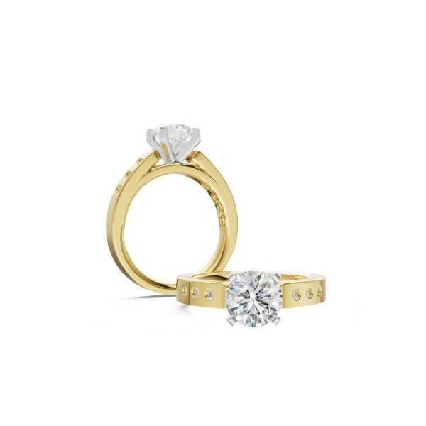 14K Two Toned Semi Mount with Flush Set Sides 0.09ctw **Center Stone Not included** Charles Frederick Jewelers Chelmsford, MA