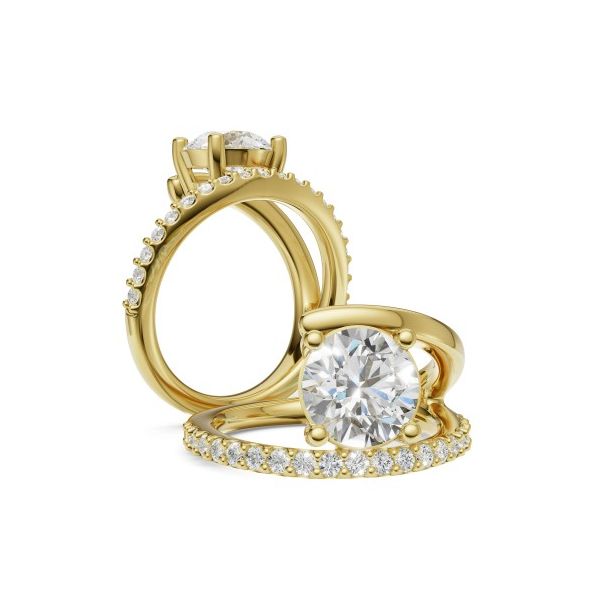 14KY Prong Set Semi Baypass Mount with Diamonds On One Side 0.33ctw **Center Stone not Included** Charles Frederick Jewelers Chelmsford, MA