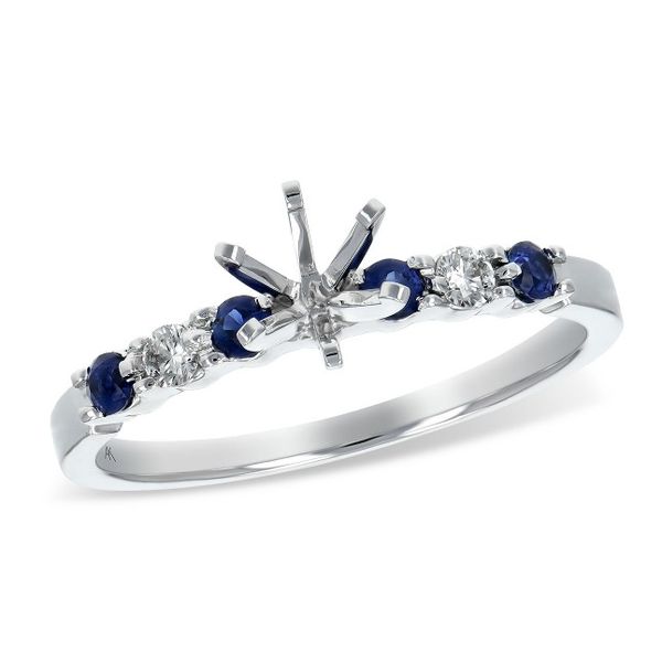 14KW Sapphire/Diamond Prong Set Semi Mount 0.18ct Sapphire 0.25ctw **Center Stone not Included** Charles Frederick Jewelers Chelmsford, MA